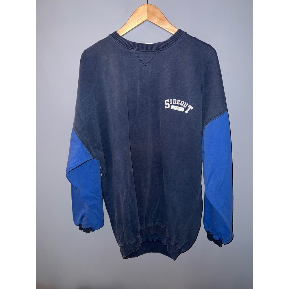 Vintage Sideout Crewneck Sweatshirt Navy Blue Royal Colorblock 90s Sportswear